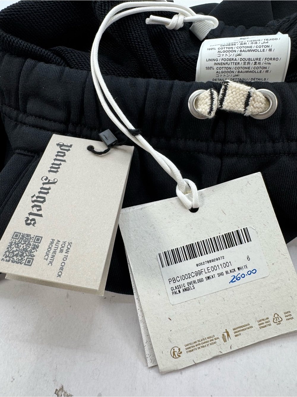 Palm Angels Black Sweatpants with White Drawstring